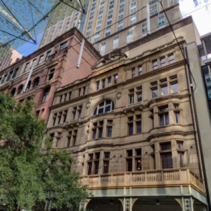 Former building and facade of E Way & Co. Pitt St Mall. Photo Cathy Jones 2021