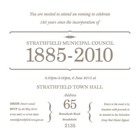 Invitation to the Opening of 125th Anniversary